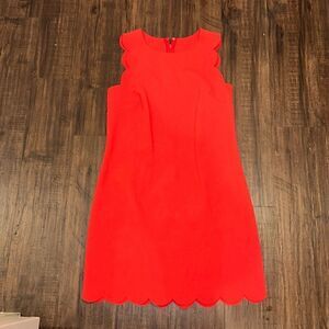 J. Crew Coral Red Dress with scallop edges, Size 2